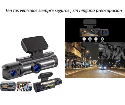 Cámara de Seguridad para Vehículos HD, Visión Nocturna, Grabación todo el día - ¡Protege tu coche 24/7 con la cámara autos de doble visión HD